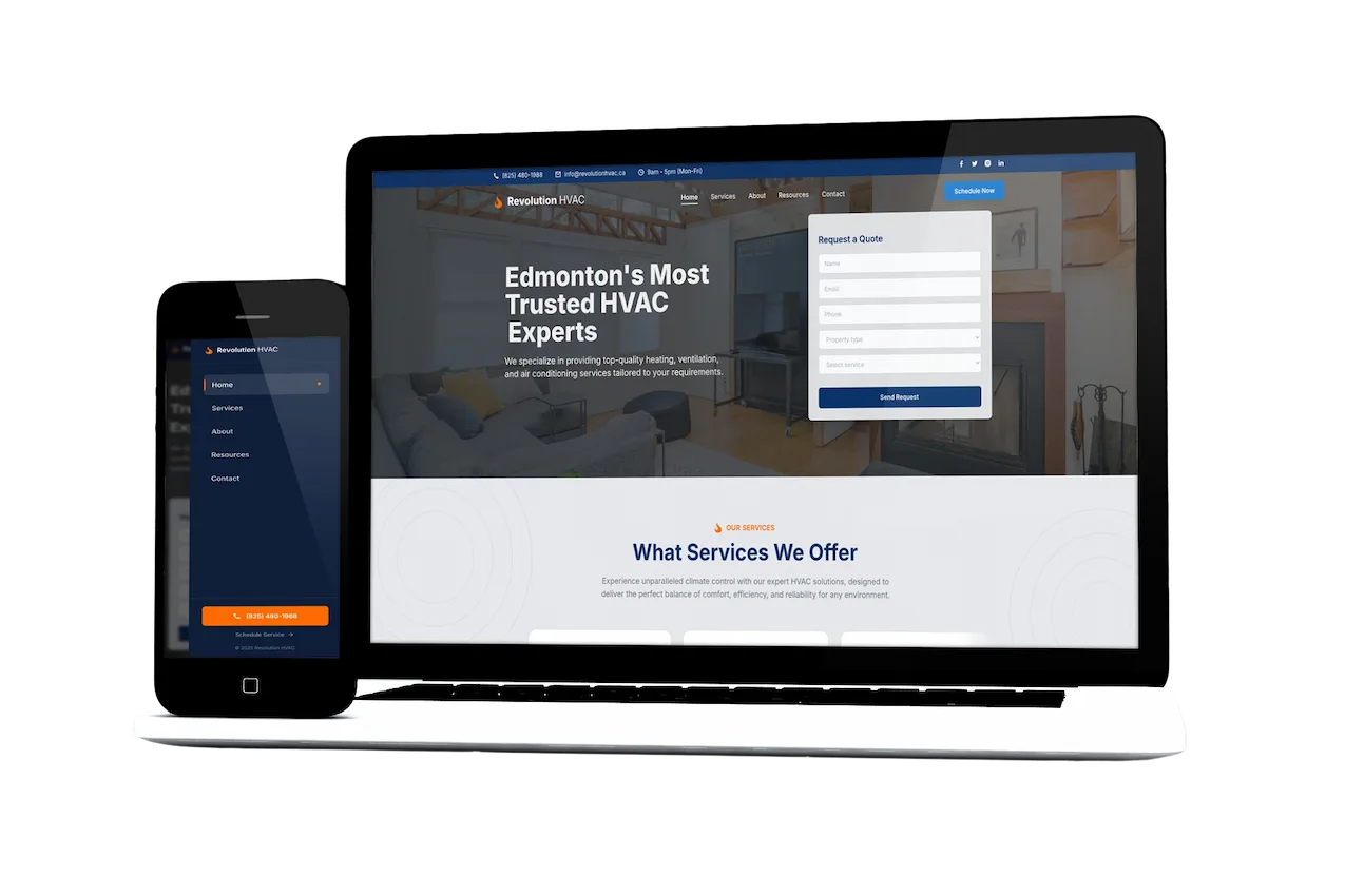 Edmonton Web Design Portfolio - Professional website design showcase on laptop and mobile